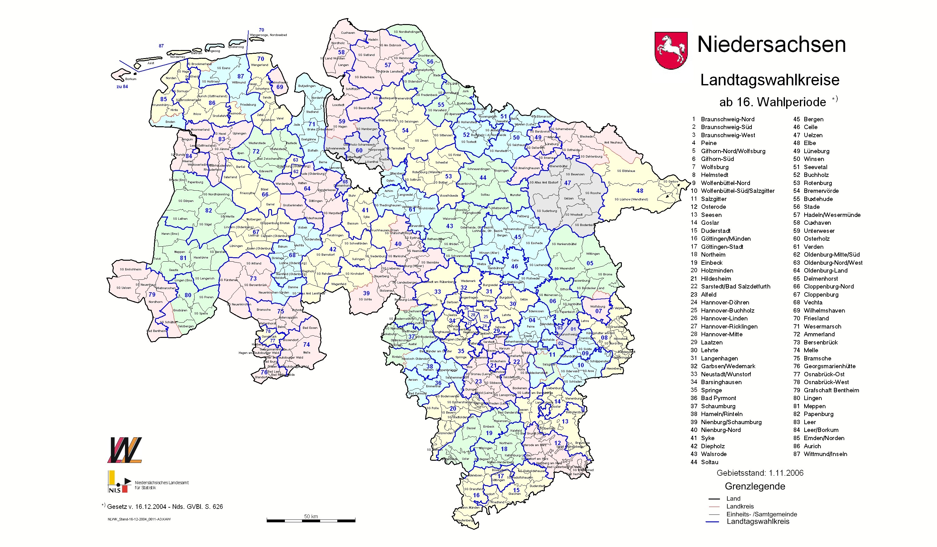 Gemeinden Niedersachsen Karte | Kleve Landkarte